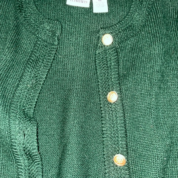 green oversized cardigan with gold buttons - Picture 2 of 2